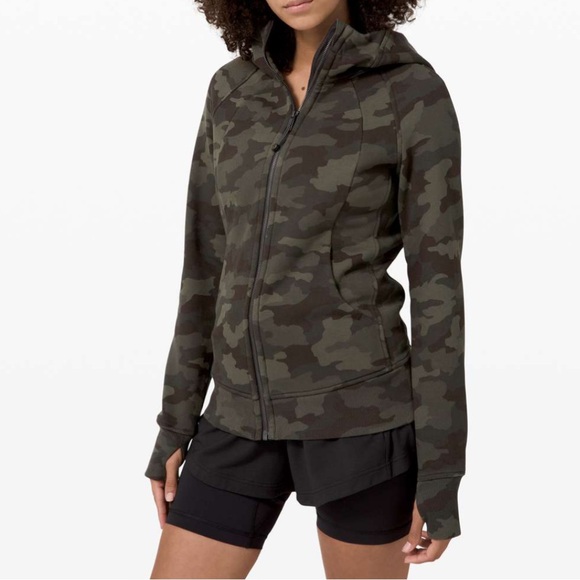 Lululemon Light Cotton Fleece Scuba Hoodie in Heritage 365 Camo Dark Olive Multi - Picture 1 of 8